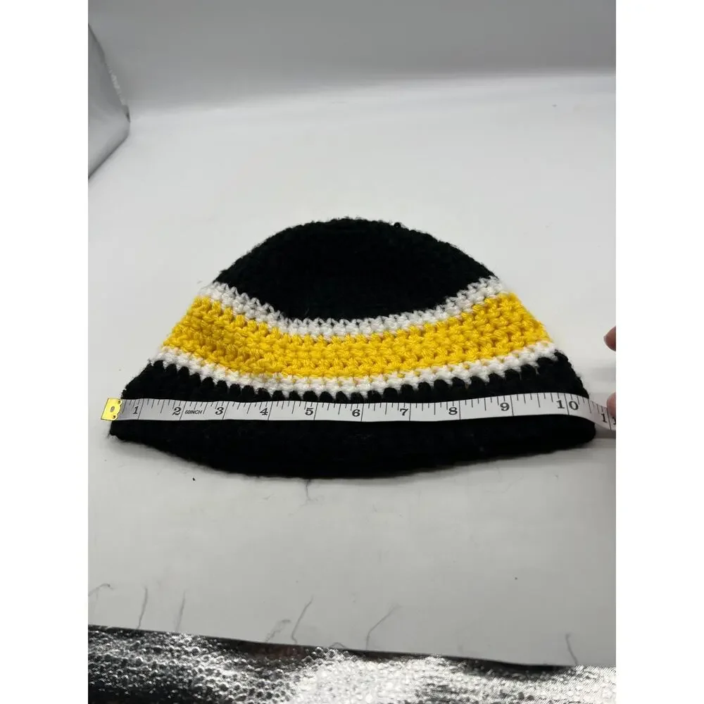 Knit Woven Black white‎ yellow Steelers Beanie Knit Hat Outdoors Unisex Small